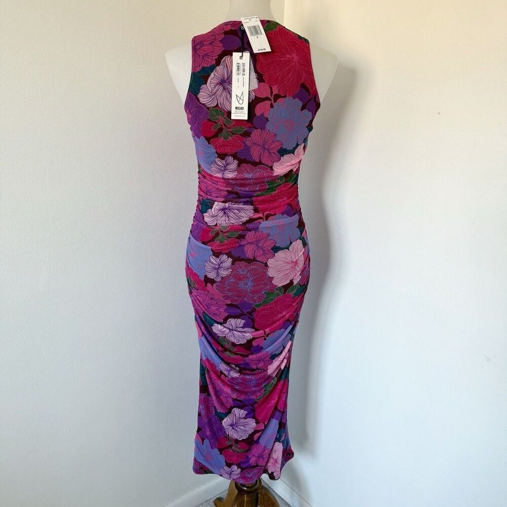NEW NWT MINKPINK Women's Lexie Mesh Midi Dress Sleeveless Ruched Stretch S Small - Picture 5 of 16